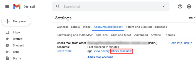 accounts and import check mail now