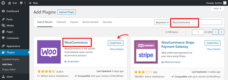 WooCommerce Search Result