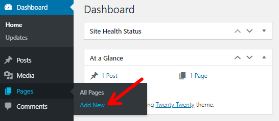 Add New Page in WordPress 