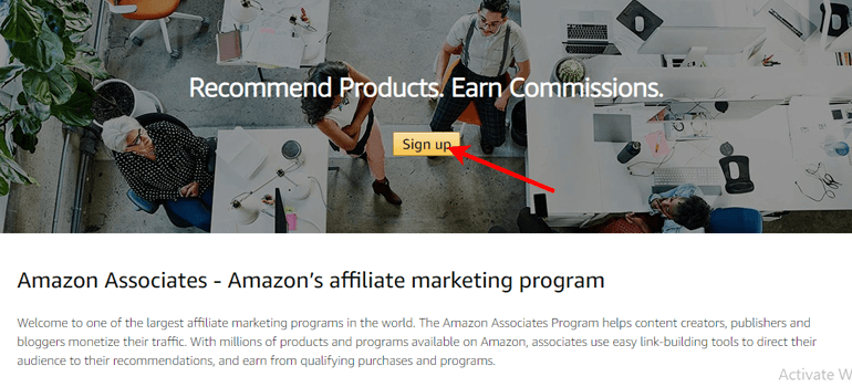 Amazon Sign Up Page