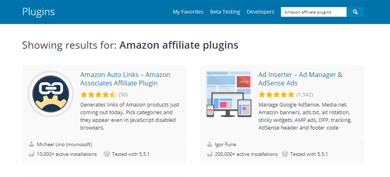 Amazon Affiliate Plugins on WordPress.org