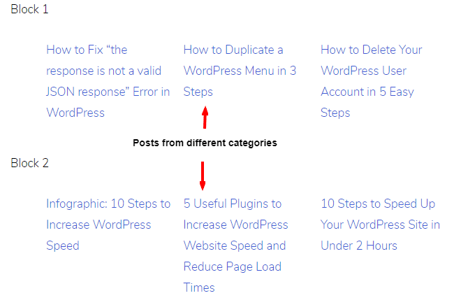 display posts from multiple categories in WordPress page