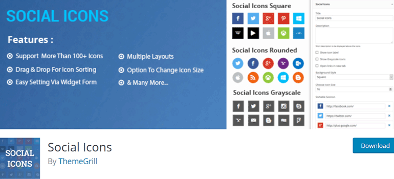 Social Icons Plugin by ThemeGrill