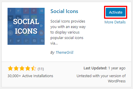 Activate Social Icons