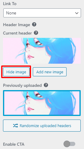 Hide Header Image Button