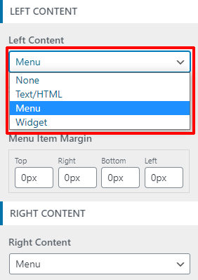 Left and Right Content Buttons