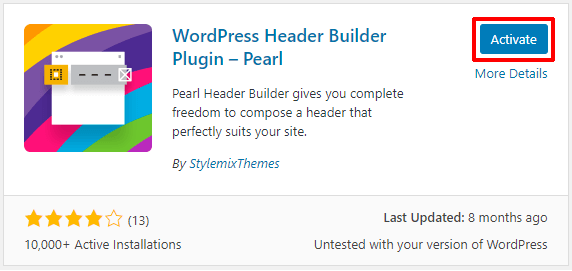 Activate Pearl Header Builder