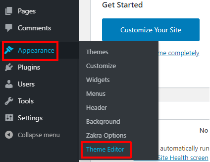Appearance to Theme Editor Tab