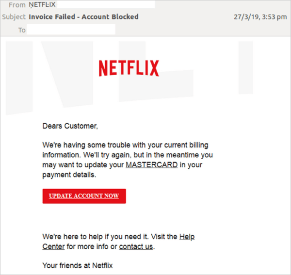 Netflix Scam Email