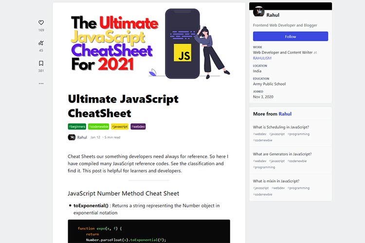 Example from Ultimate JavaScript CheatSheet