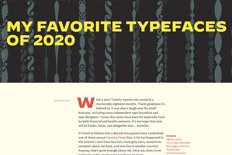 Example from My Favorite Typefaces of 2020