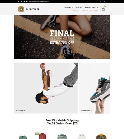 the retailer best theme for woocommerce and elementor