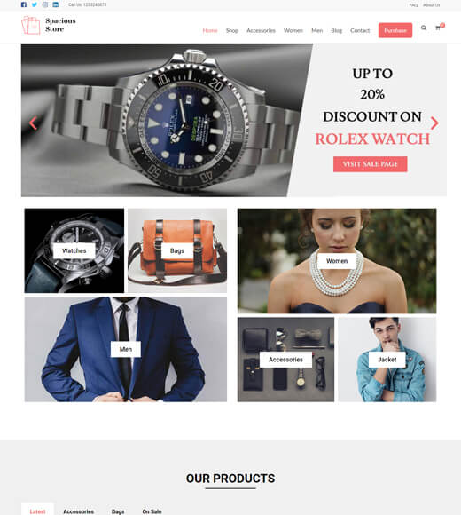 spacious best theme for woocommerce and elementor