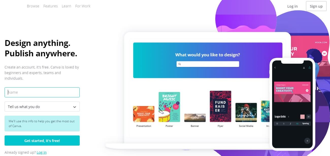 Canva Landing page