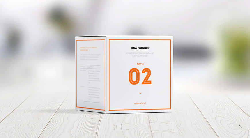 Package Box Square Box Photoshop PSD Mockup Template