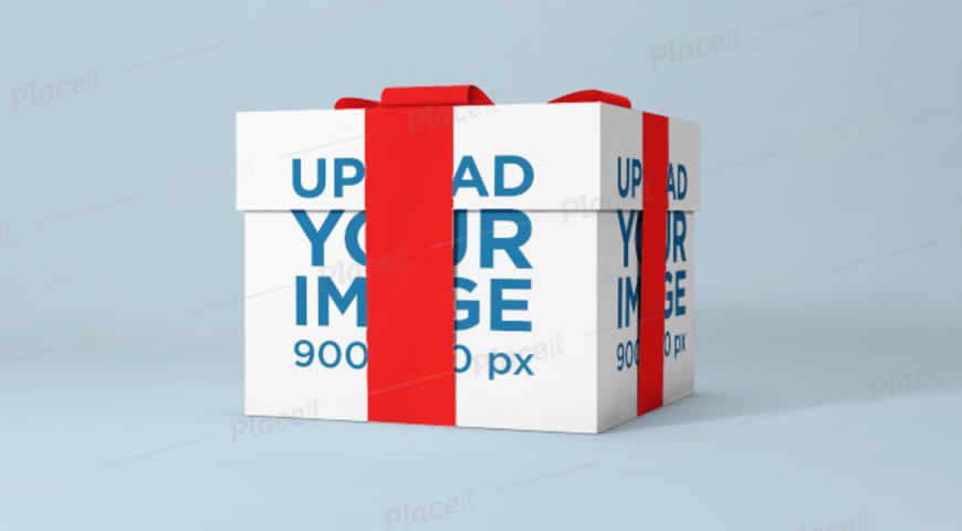 Gift Box with a Ribbon Photoshop PSD Mockup Template