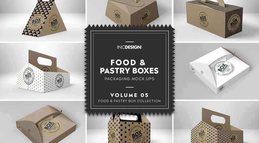Food Pastry Boxes Carrier Photoshop PSD Mockup Template