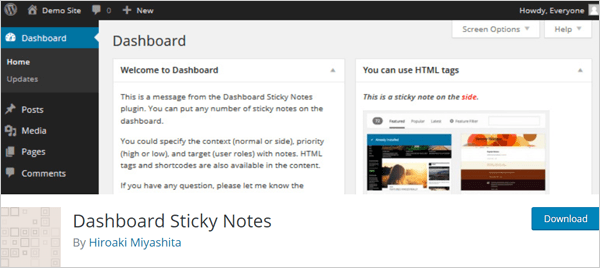 Dashboard Sticky Notes