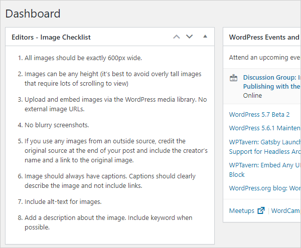 Dashboard Sticky Notes panel.