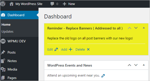 WP Dash Notes - Dashboard note