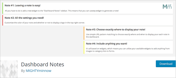 Dashboard Notes plugin for WordPress.