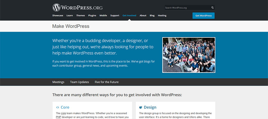 The Make WordPress home page.
