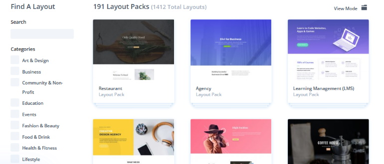 Layout Packs Divi elementor vs divi builder 