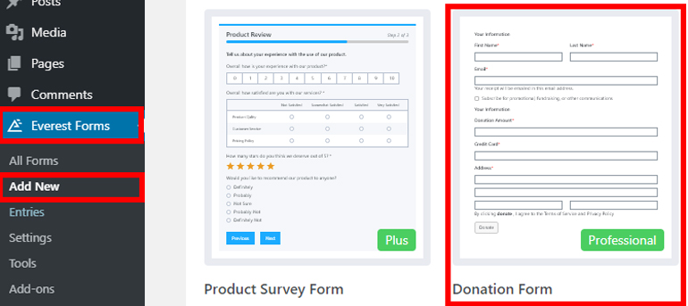 donation form