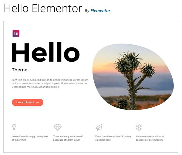 Hello Elementor theme.