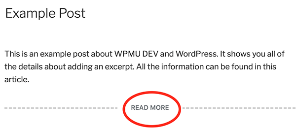 The Read More page break in WordPress.