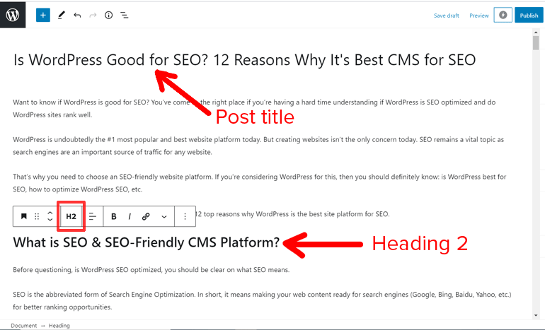 Title and Headings for SEO in WordPress