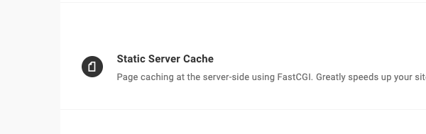 A visual showing the Static Server Cache option in WPMU DEV Hosting