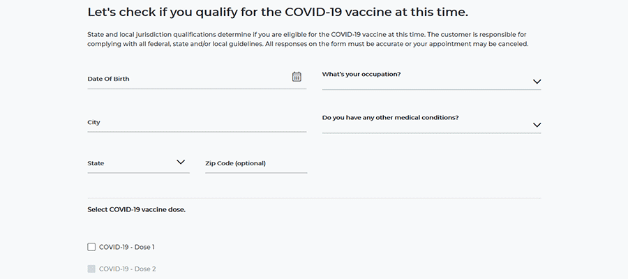 COVID-19 vaccine information form.