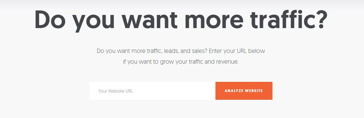 Neil Patel landing page traffic call to action example
