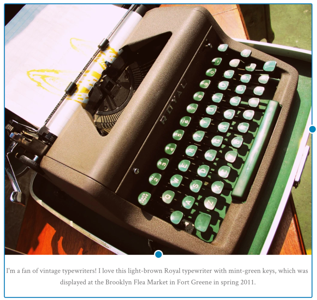 A photo of a vintage typewriter with a caption