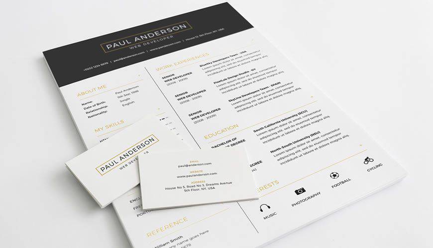 Free Resume Cover Letter Business Card Template Photoshop Photoshop PSD