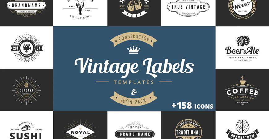 Vintage Labels logo creator kit template