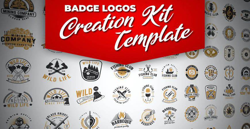Retro Badge logo creator kit template