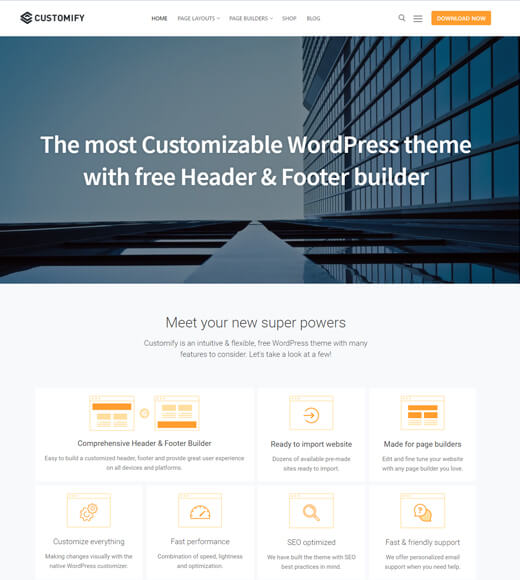 customify best multipurpose wordpress themes