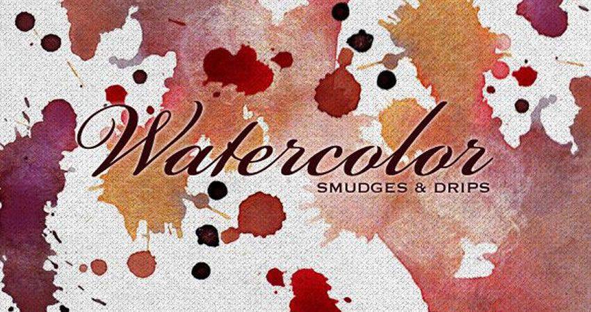 Watercolor Smudges Drips free photoshop nature brush sets