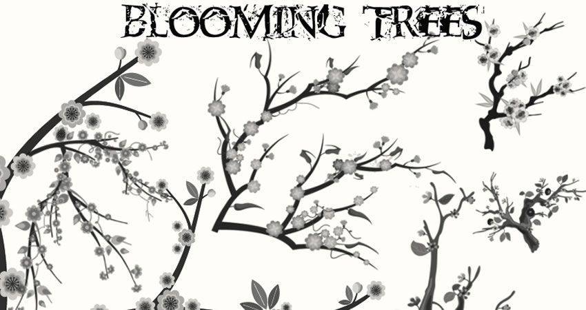 Blooming Trees free photoshop nature brush sets
