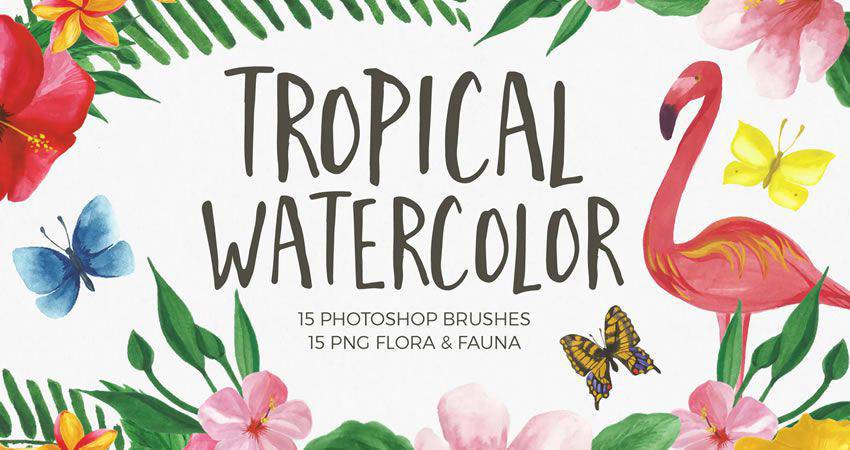 Tropical Watercolor free photoshop nature brush sets