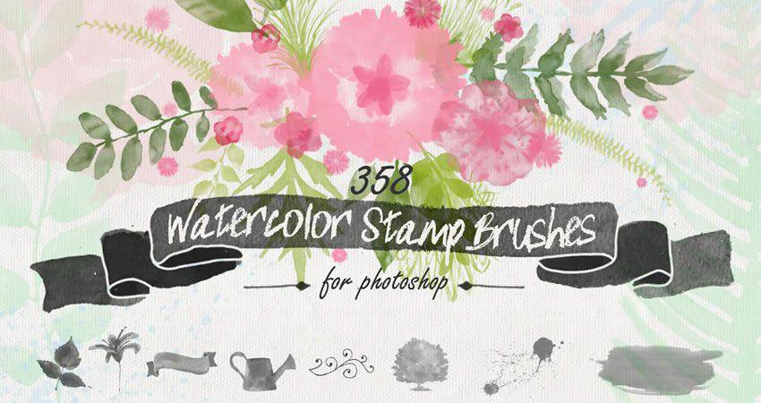 Floral Watercolor PS Stamp free photoshop nature brush sets