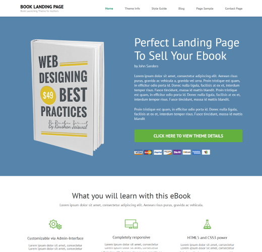 book landing page WordPress theme free download