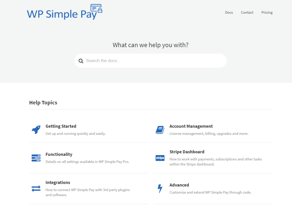 WP Simple Pay knowledge base
