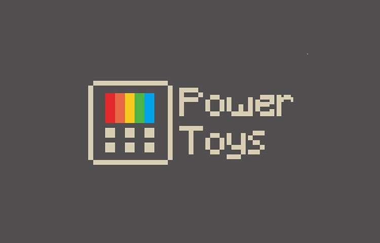 PowerToys logo on a gray background