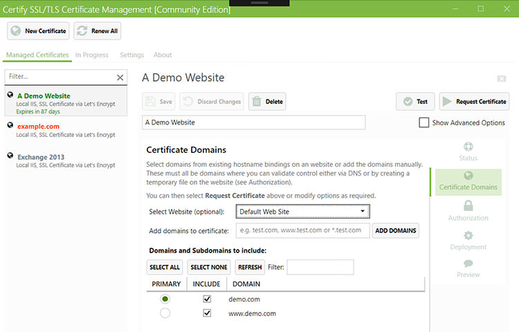 Certify UI in white and green color
