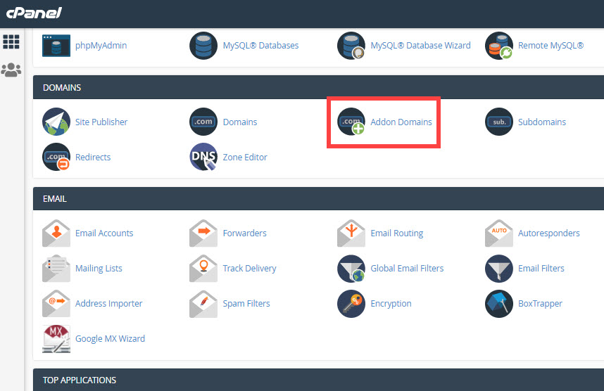 cpanel addon domains icon