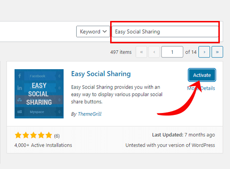 Activate Easy Social Sharing