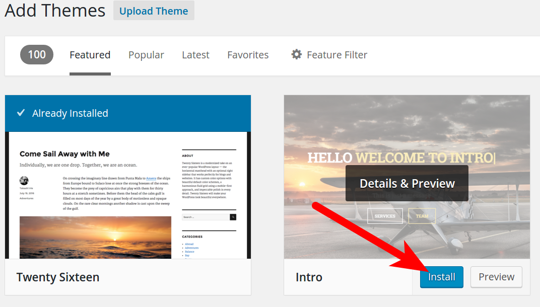 Installing a Theme from the WordPress Dashboard